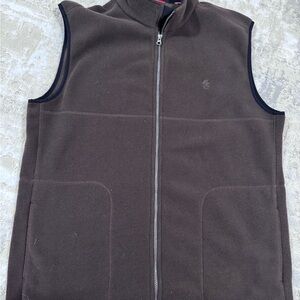 Men's Izod Fleece Brown Zip-Up Sweater Vest Sz Large